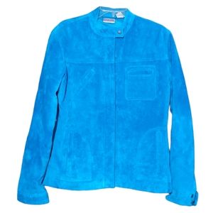 Chico's genuine suede leather aquamarine jacket
